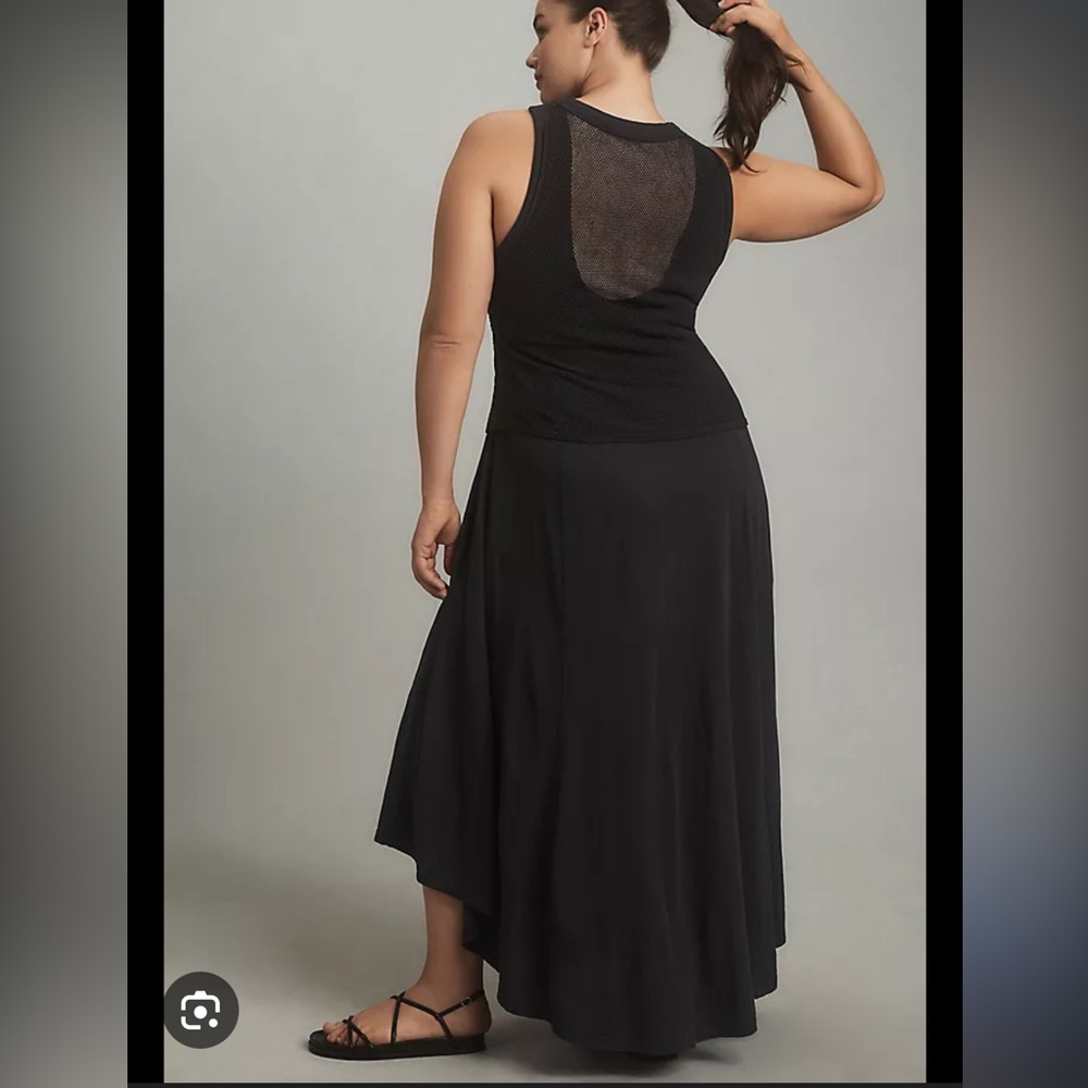 Anthropologie 1X Forward Line Black Mesh Tank Maxi Dress EUC - Picture 9 of 11